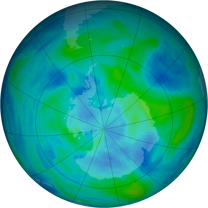 Antarctic ozone map for 23 March 1991